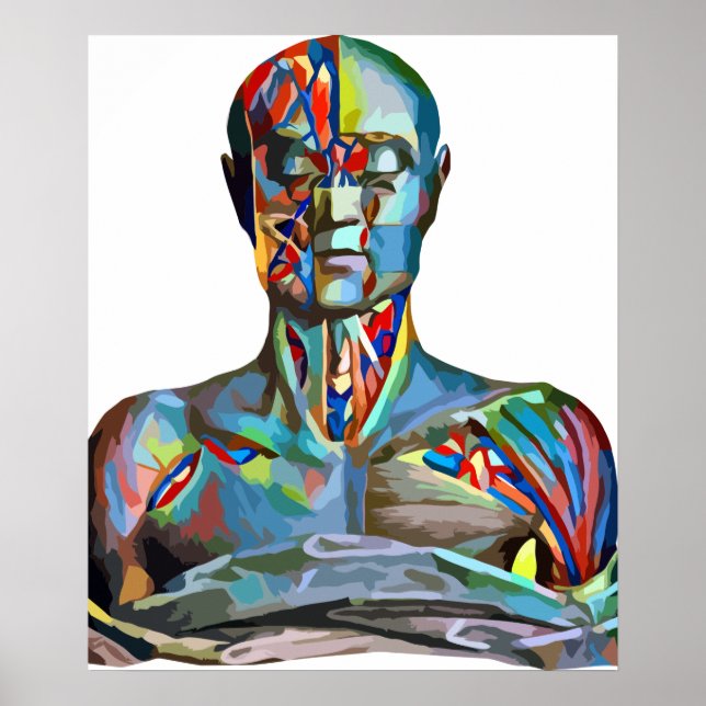 Muscle Anatomy Man Colorful Abstract Art Poster (Front)