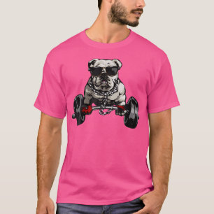 Muscle Bulldog Dog Deadlifting Gym Weightlifting W T-Shirt