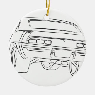 Muscle car drawing ceramic tree decoration
