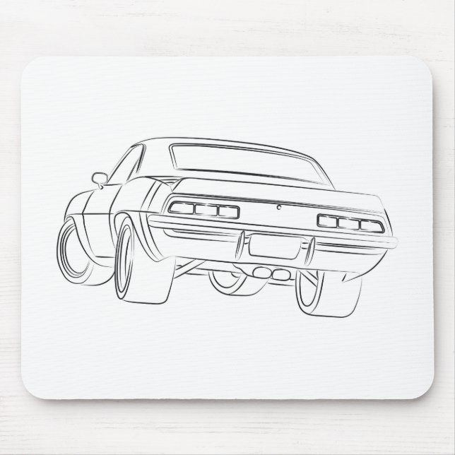 Muscle car drawing mouse pad (Front)