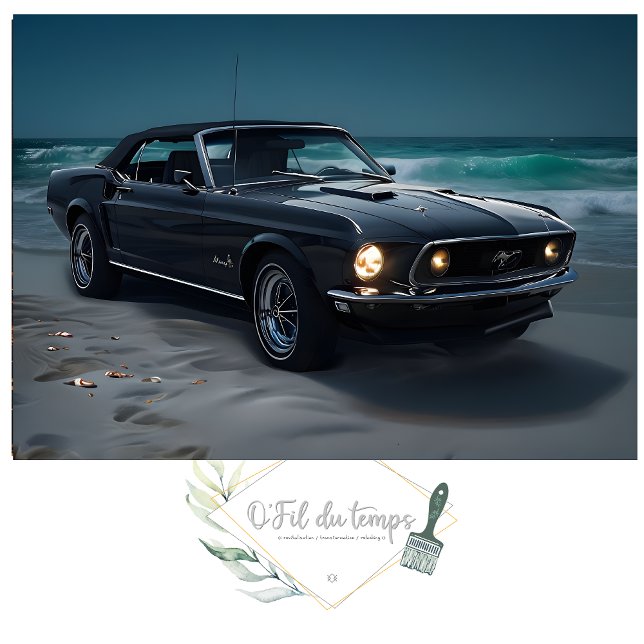 Muscle Car- Mustang- on The Beach Decoupage  Tissue Paper (Creator Uploaded)
