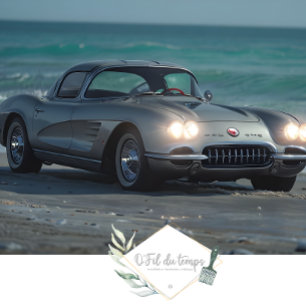 Muscle Car on the Beach Découpage Paper