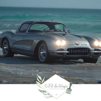 Muscle Car on the Beach Découpage Paper