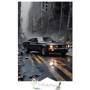 Muscle Car Post-Apocalyptic city scape Decoupage  Tissue Paper