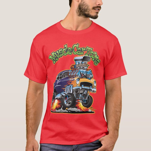 Muscle Car Toons Automotive Cartoon Comic Book Cov T-Shirt (Front)