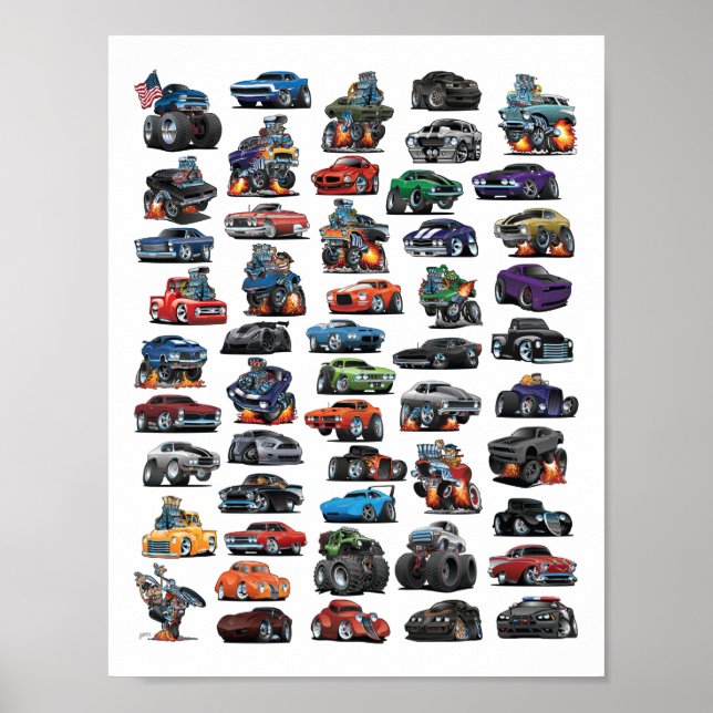 Muscle Cars, Classic Cars, Trucks and a Chopper Poster (Front)