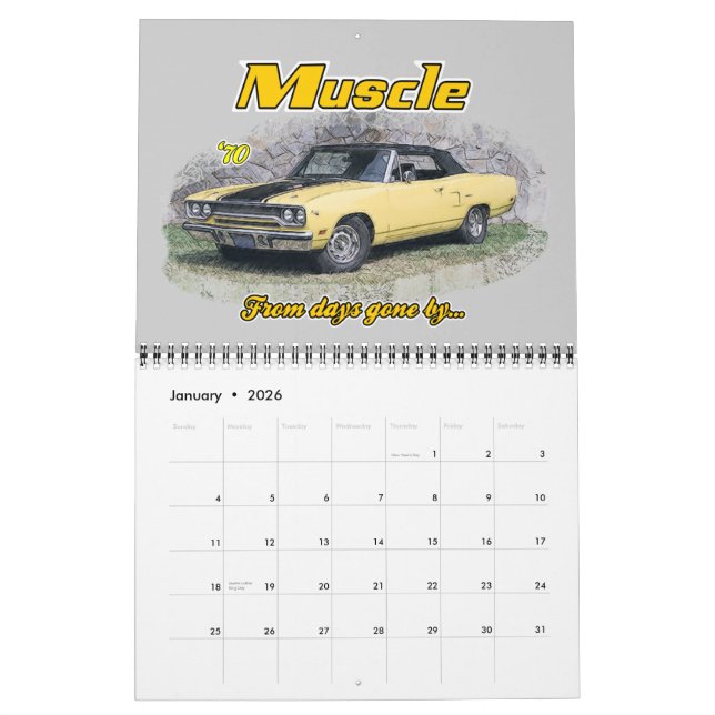 Muscle Cars From the Past Calender Calendar (Jan 2026)