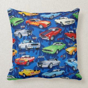Muscle Cars Pattern Throw Pillow