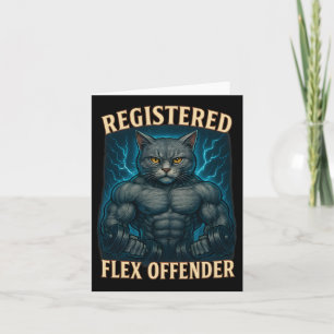 Muscle Cat Registered Flex Offender Funny Gym Meme Card