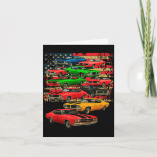 Muscle classic car guy american flag father's day card