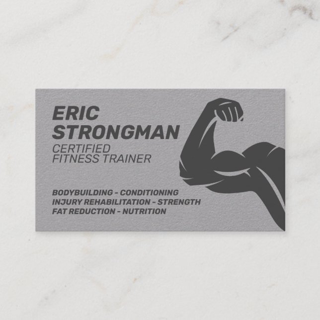 Muscle flex arm biceps illustration business card (Front)