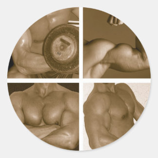 Muscle Flex: www.AriesArtist.com Classic Round Sticker