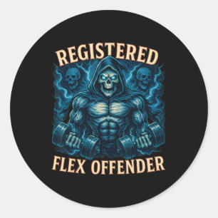 Muscle Grim Reaper Registered Flex Offender Funny Classic Round Sticker