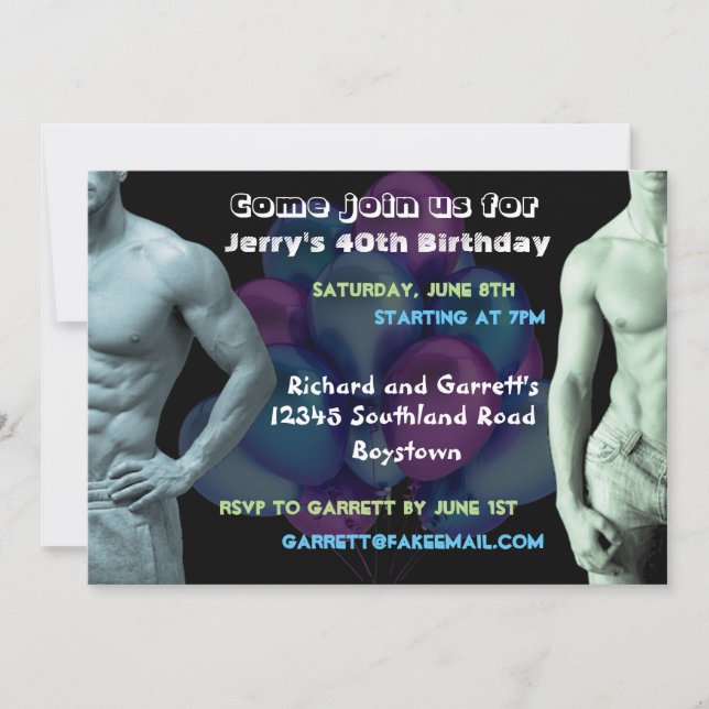 Muscle Guys Custom Birthday Invitation (Front)