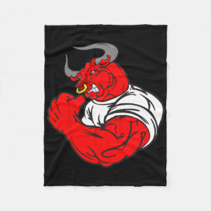 Muscle Gym Bull Deadlifting Humour Weightlifting W Fleece Blanket