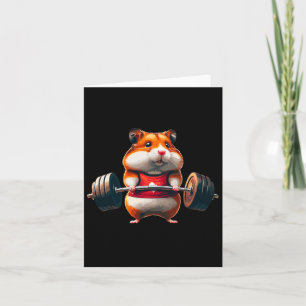 Muscle Gym Hamster Deadlifting Humour Weightliftin Card