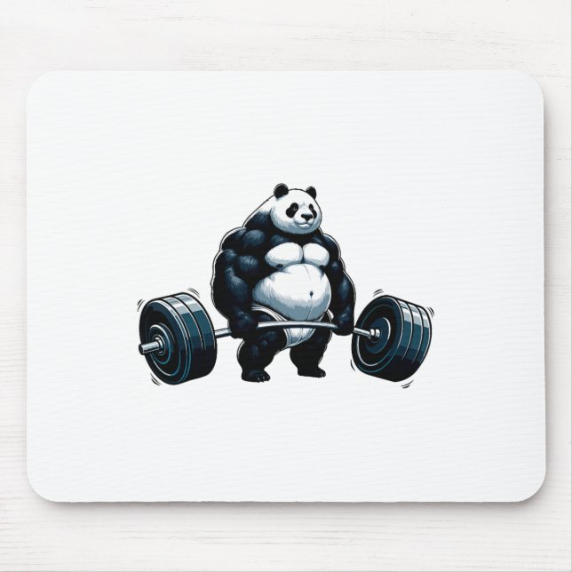 Muscle Gym Panda Bodybuilder Weightlifting Motivat Mouse Pad (Front)