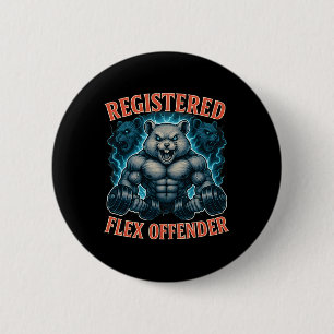 Muscle Hamster Registered Flex Offender Funny Gym  6 Cm Round Badge