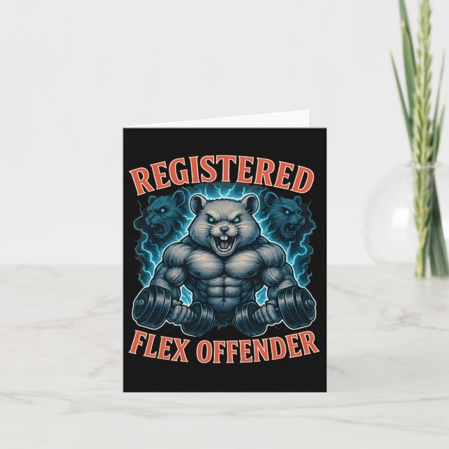 Muscle Hamster Registered Flex Offender Funny Gym  Card (Front)