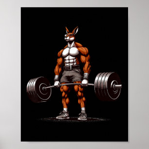 Muscle Kangaroo Deadlifting Funny Gym Weightliftin Poster