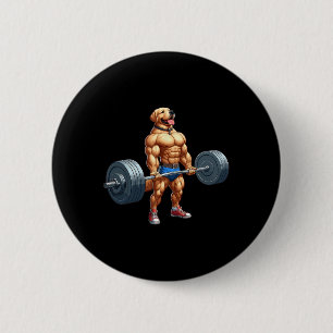 Muscle Labrador Dog Deadlifting Gym Weightlifting  6 Cm Round Badge