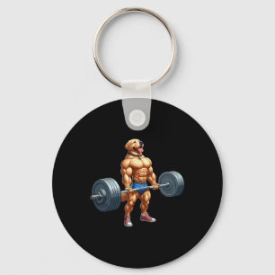 Muscle Labrador Dog Deadlifting Gym Weightlifting  Key Ring