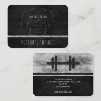 Muscle Man Fitness Coach Personal Trainer Black Business Card