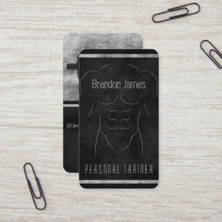 Muscle Man Outline Black Personal Trainer Vertical Business Card