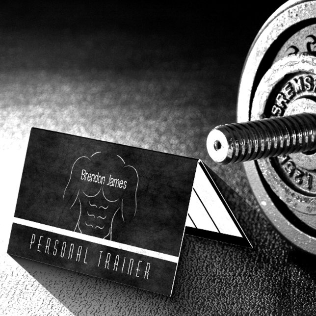 Muscle Man Personal Trainer Daily Workout Schedule Business Card (Creator Uploaded)