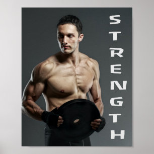 Muscle Man Strength Lift Weights Gym Workout Poster