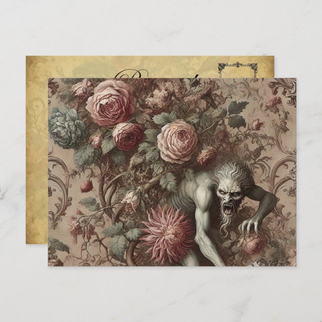 Muscle Memory – Gothic Victorian Floral Design Holiday Postcard (Front/Back)