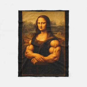 Muscle Mona Lisa Bodybuilder Weightlifting Gym And Fleece Blanket