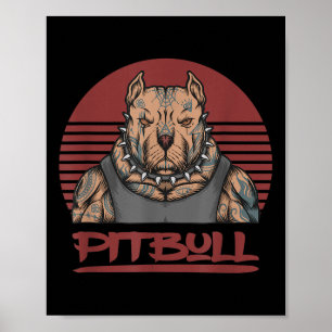 Muscle Pitbull Dog Aggressive Looking Pit Bull Wit Poster