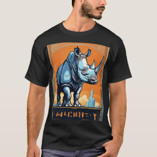 Muscle Rhino Bouncer: Futuristic Logo Design T-Shirt