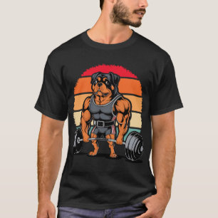 Muscle Rottweiler Dog Deadlifting Gym Weightliftin T-Shirt