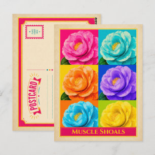 Muscle Shoals Alabama Camellia Flower Vintage Postcard