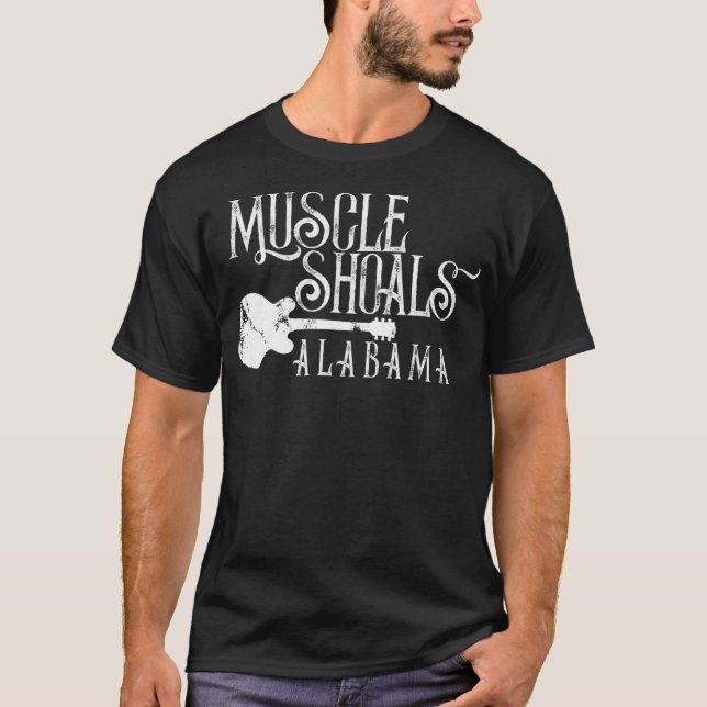 Muscle Shoals Alabama With Guitar Swampy Soul T-Shirt (Front)