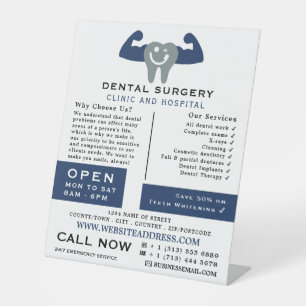 Muscle Tooth Logo, Dentistry, Dentist Advertising Pedestal Sign