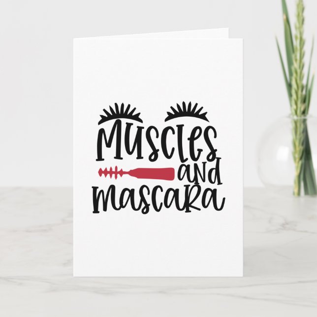 Muscles and mascara design- Makeup quote Card (Front)