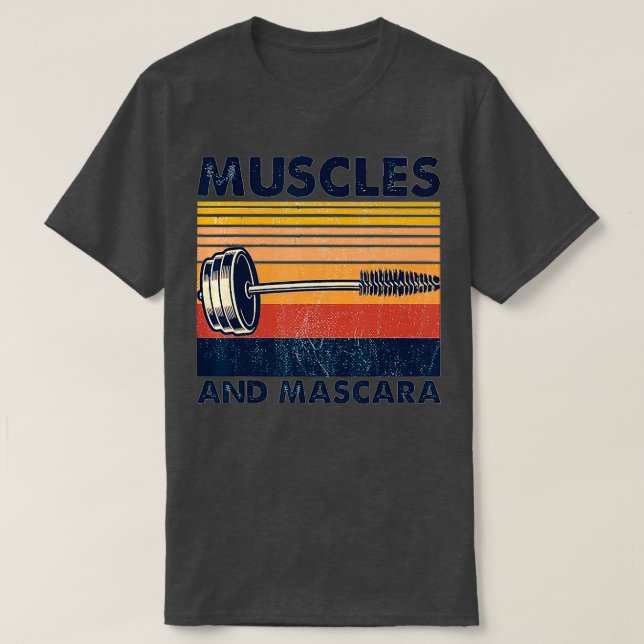 Muscles And Mascara Retro Vintage  T-Shirt (Design Front)
