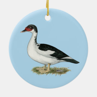 Muscovy Black Pied Duck Ceramic Tree Decoration