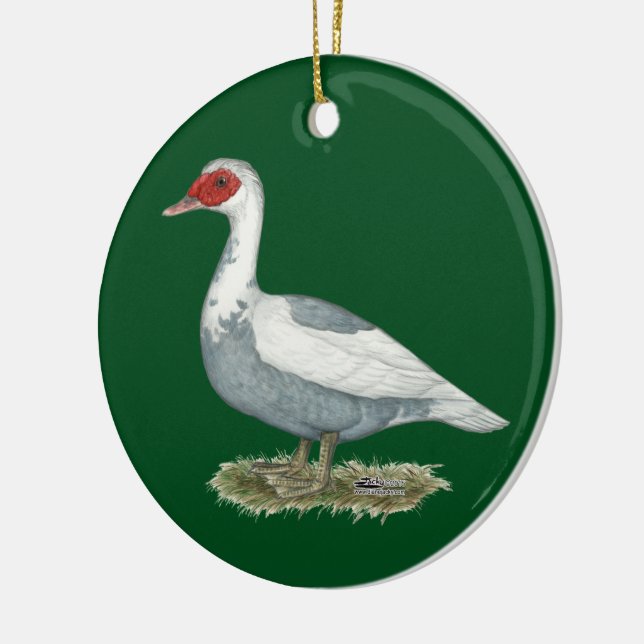 Muscovy Blue Pied Duck Ceramic Tree Decoration (Left)