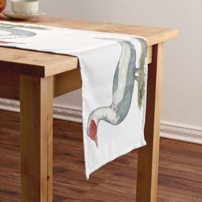 Muscovy Blue Pied Duck Short Table Runner (In Situ)
