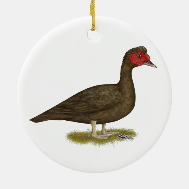 Muscovy Drake Chocolate Ceramic Tree Decoration (Back)