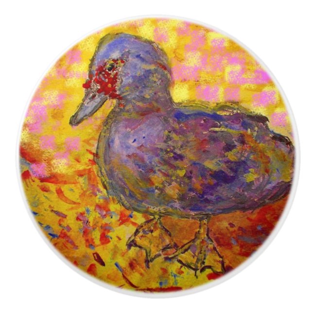muscovy duck ceramic knob (Front)