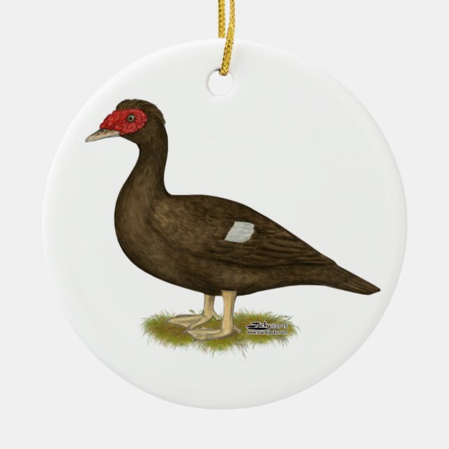 Muscovy Duck Chocolate Ceramic Tree Decoration (Front)
