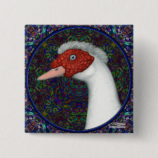 Muscovy Duck Head White 15 Cm Square Badge