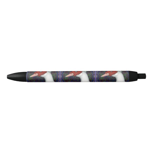 Muscovy Duck Head White Black Ink Pen (Front)