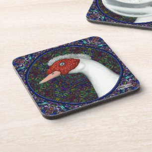 Muscovy Duck Head White Coaster