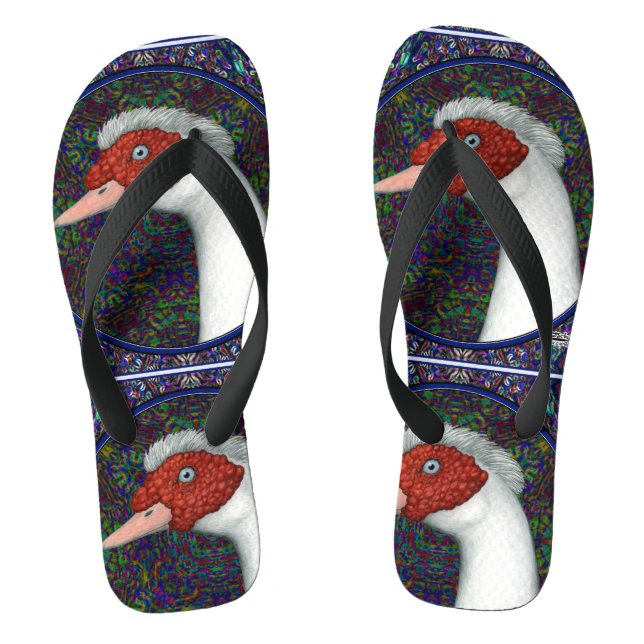 Muscovy Duck Head White Jandals (Footbed)